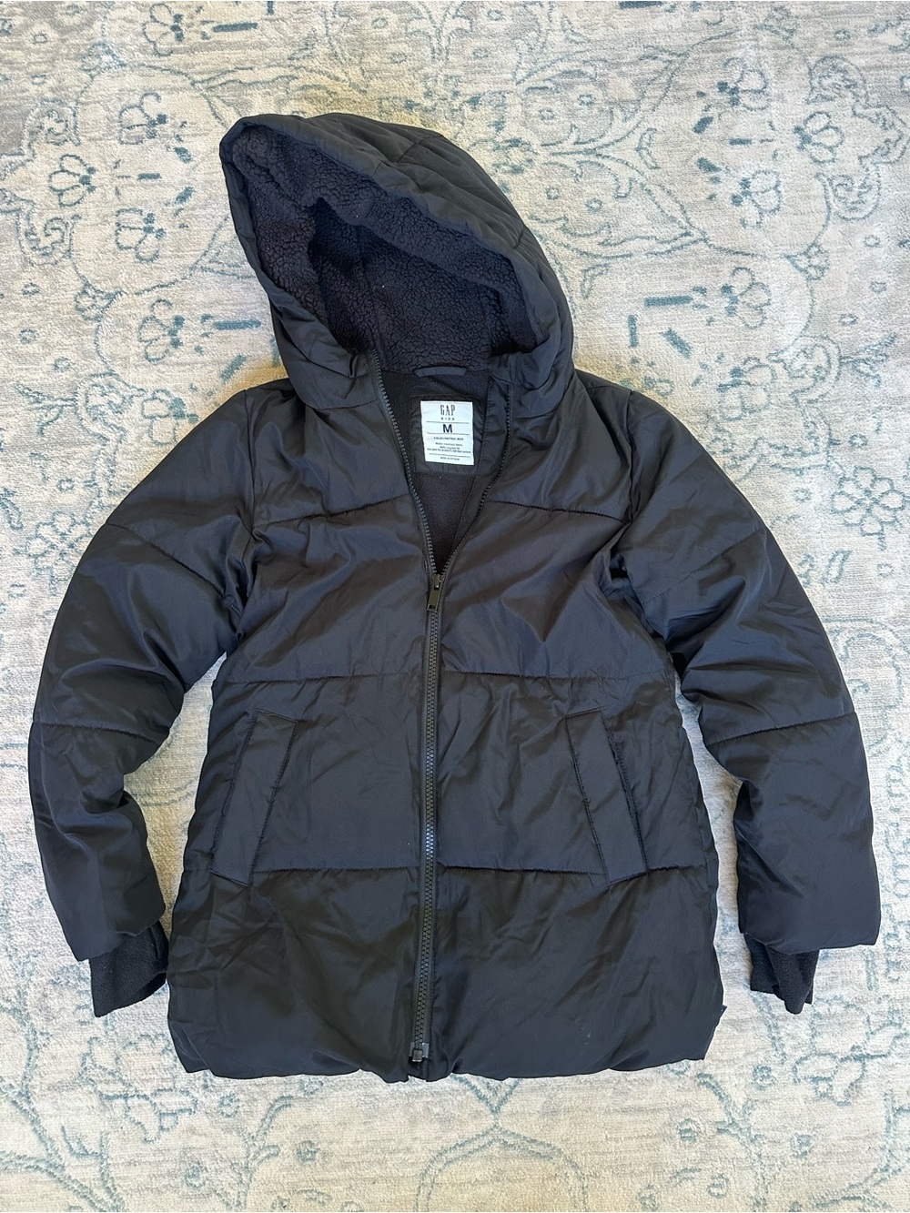 Gap Kids Size M 8-9 Black ColdControl Max Hooded Puffer Coat